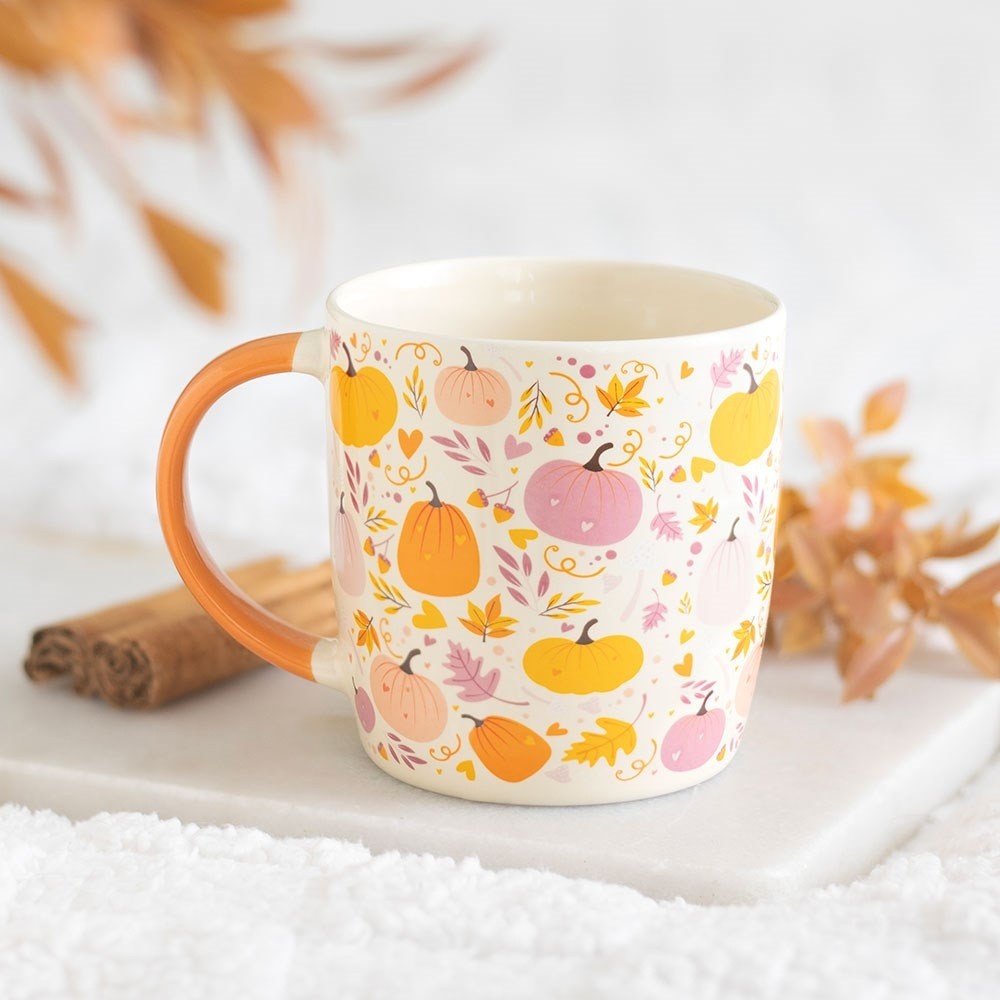 Something Different - Pink and Orange Pumpkin Print Mug - Multicolours